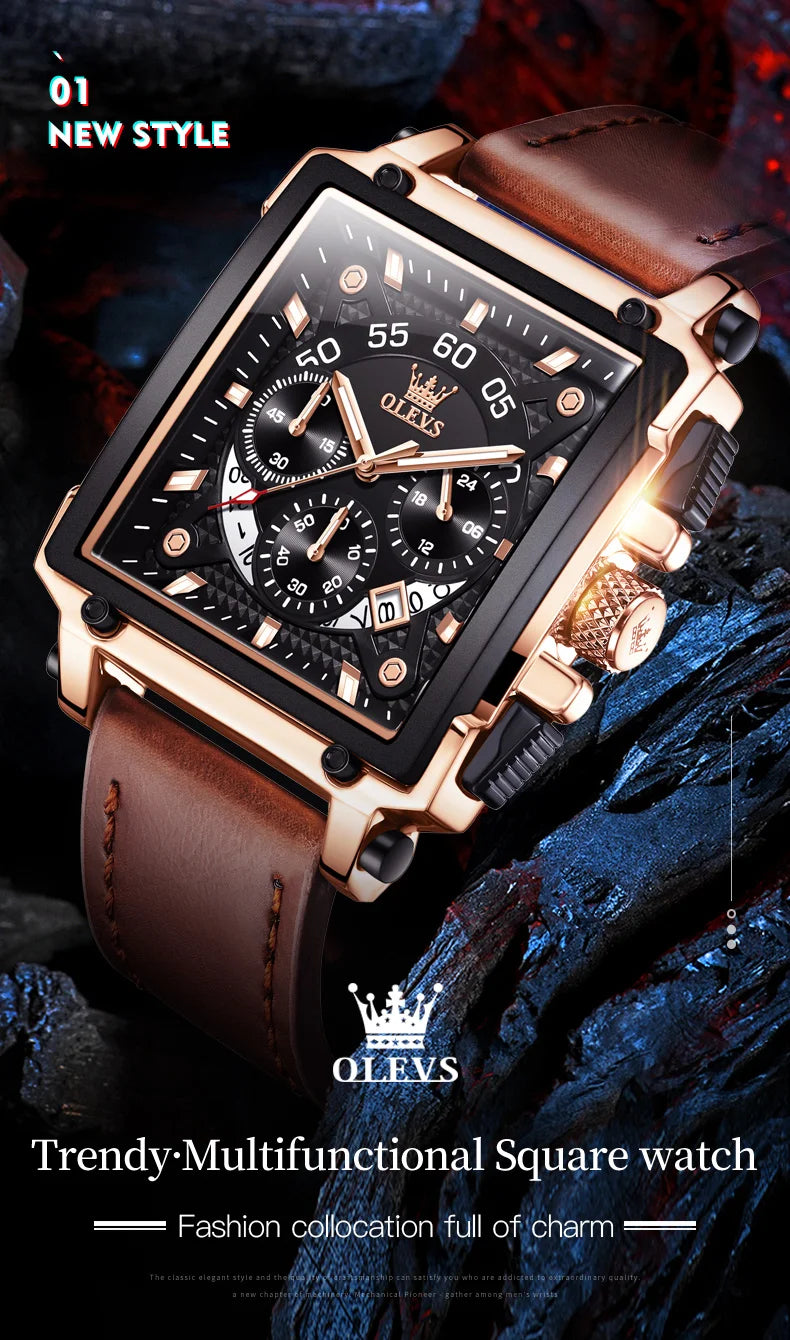 OLEVS Luxury Men Watch Waterproof Square Watch for Men Luminous Top Brand Quartz Wristwatch Fashion watch man luxury original