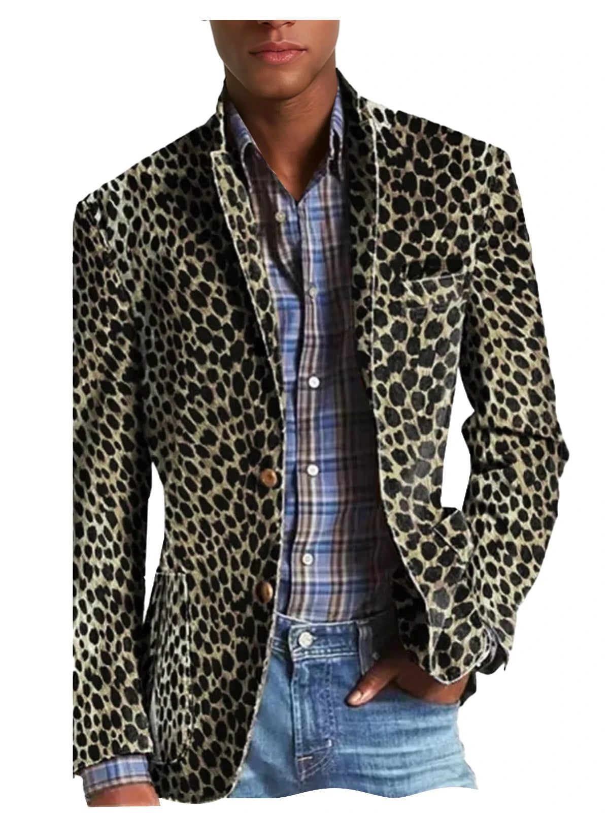 High-Quality Men's Suit Jacket New Leopard Print Velvet Single Breasted Men's Suit Coat Wild And Trendy Handsome Men's Blazer