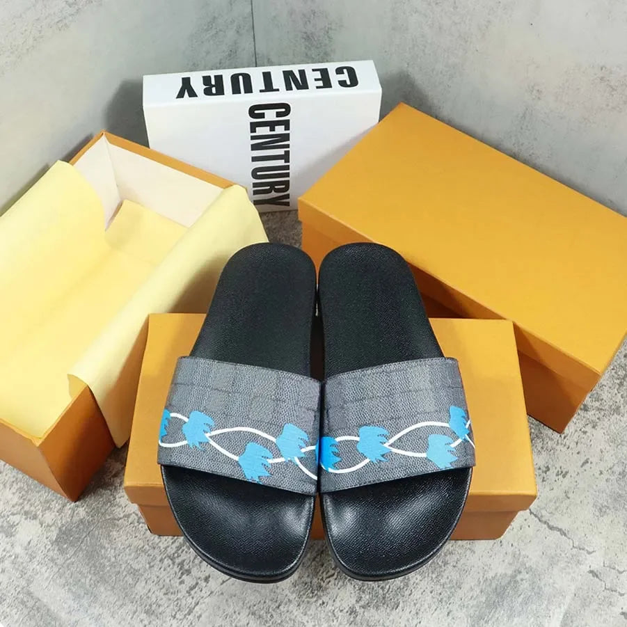 Designers Slides Womens Slippers Floral Slipper Leather Rubber Flats Sandals Summer Beach Shoes Loafers Gear Bottoms Slider