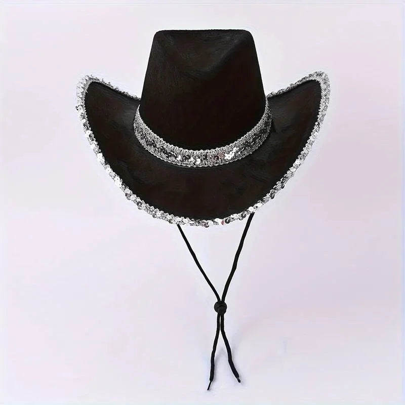 1 Piece Women Summer Fashion Solid Party Sequin Elegant Top Hat Adjustable Length Glitter Shining Hat