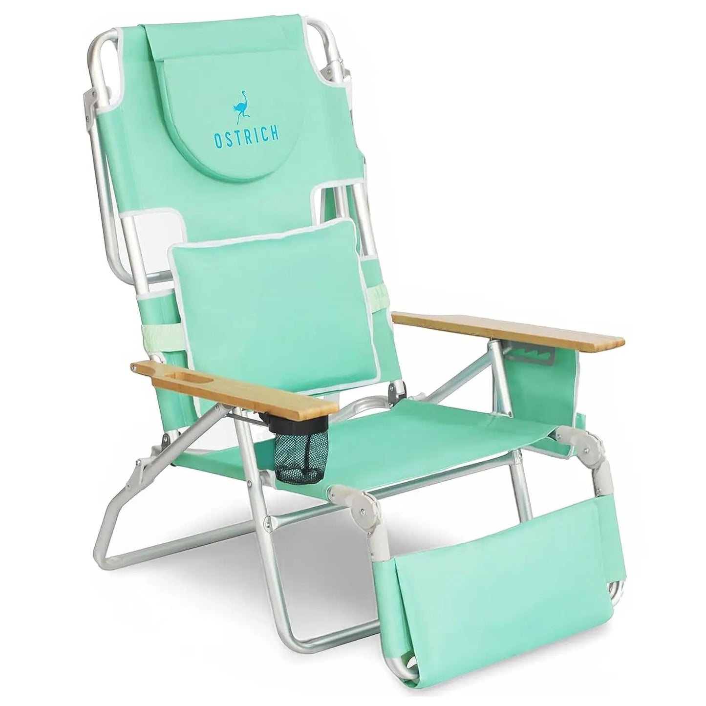 the Deluxe 3N1 Reclining Lounge Chair, Folding Outdoor Lounger and Extra-Wide Beach Chair with Wooden Armrests and Face, Custom