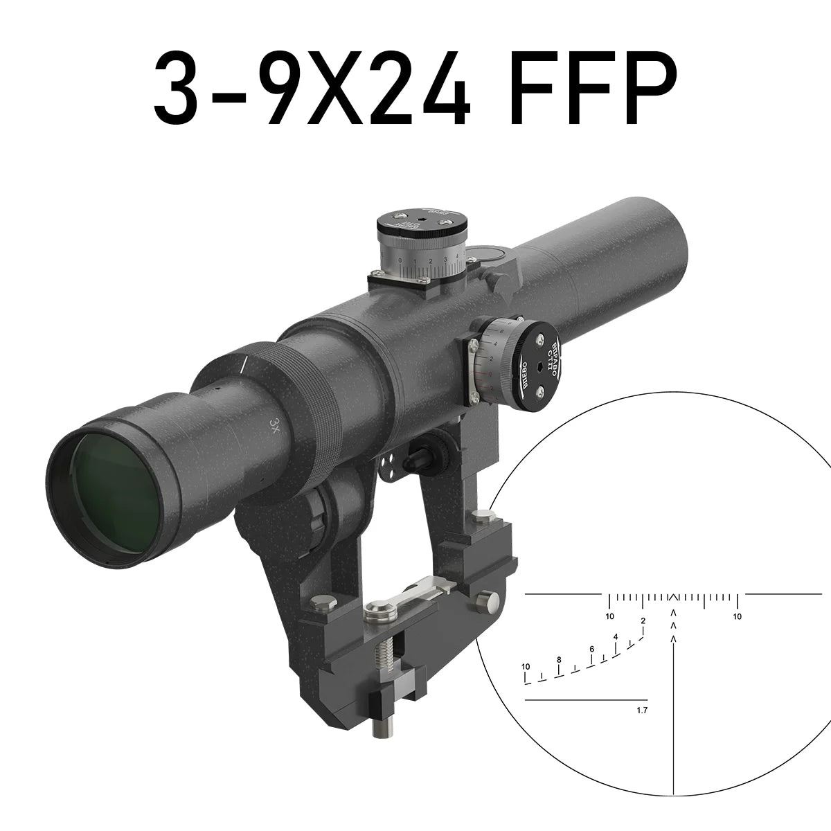 Victopitcs SVD FFP 3-9x24/4x24 Riflescope red dot 1X28 4 MOA On/OFF Switch Side QD with lens cover Mount System 2 illumination