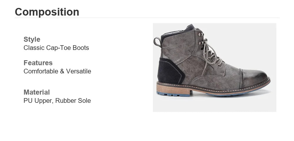 Size 8-13 Retro Men Boots 2026 Fashion Comfortable Spring Leather Boots