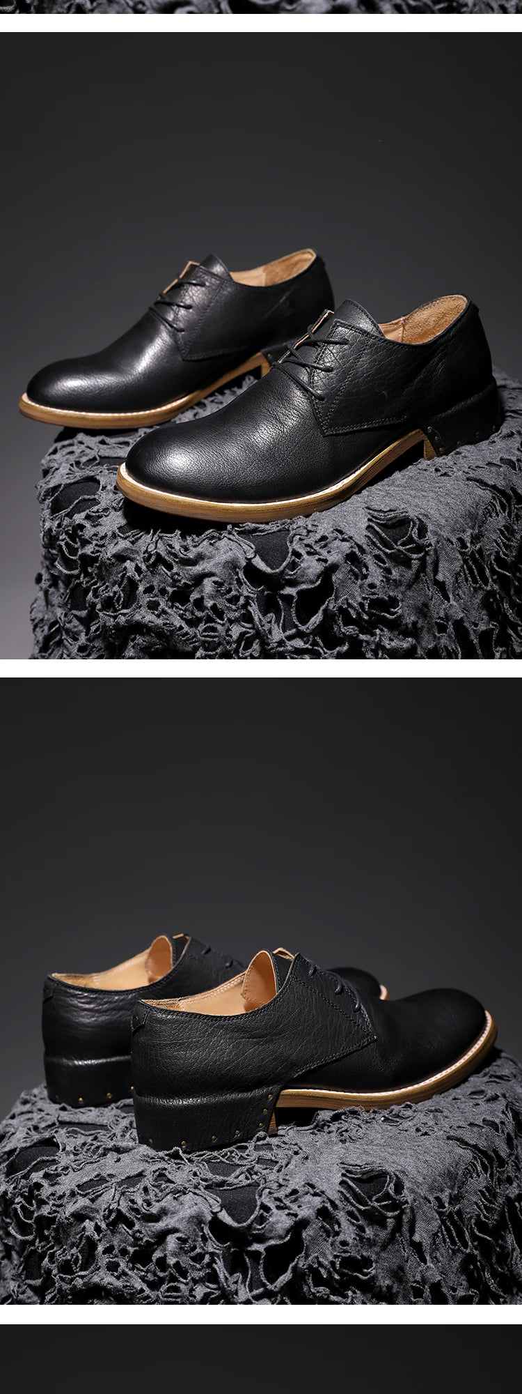 Goodyear-Welted Vintage Genuine Leather Men's Derby ShoesRound-toe Men Casual Shoes Dress Business Dress Shoes Men Wedding Shoes