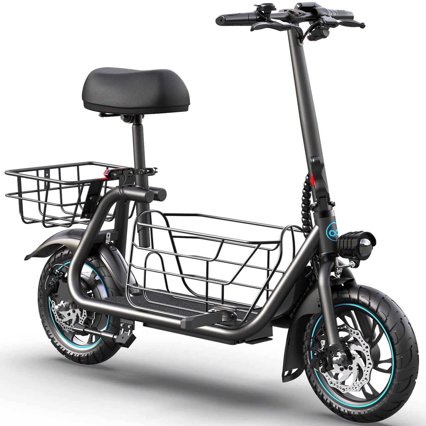 Gyroor Electric Scooter with Basket for Pet, 3 Riding Modes Foldable Electric Scooter for Adults - up to 20 Miles 18.6MPH