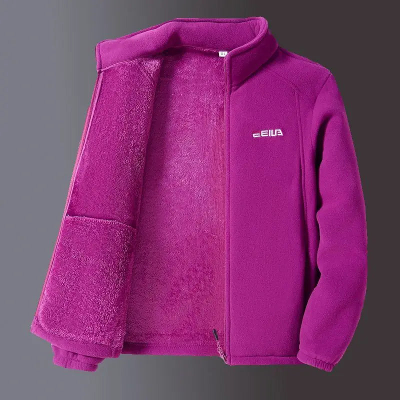 Woman Thickened Zipper Lamb Velvet Sweatshirt Casual Cardigan Embroidery Warm Stand-up Collar Loose Jacket Windproof Sweatshirt