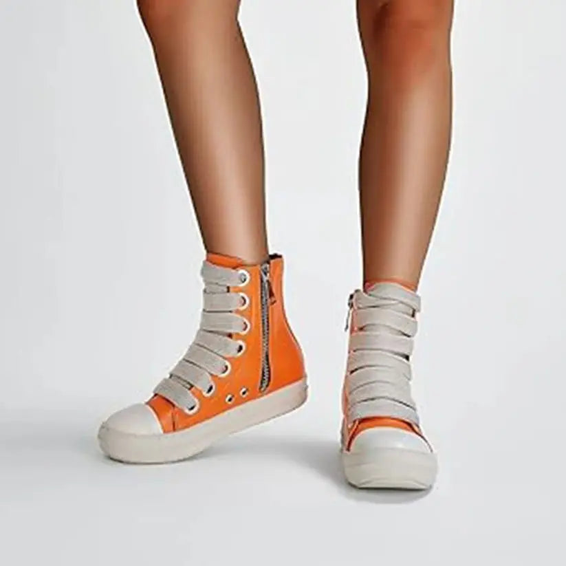 High top flat bottom casual personality fashion coarse shoelaces women's casual shoes daily college women's shoes