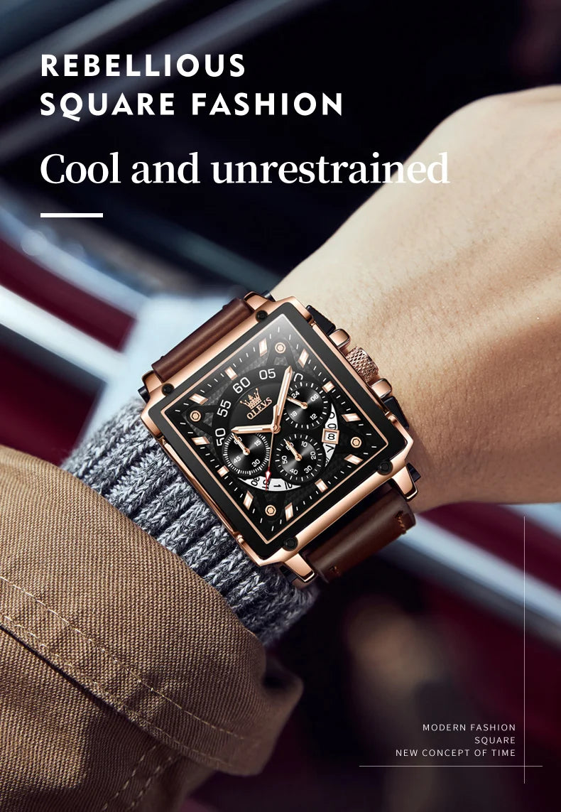 OLEVS Luxury Men Watch Waterproof Square Watch for Men Luminous Top Brand Quartz Wristwatch Fashion watch man luxury original