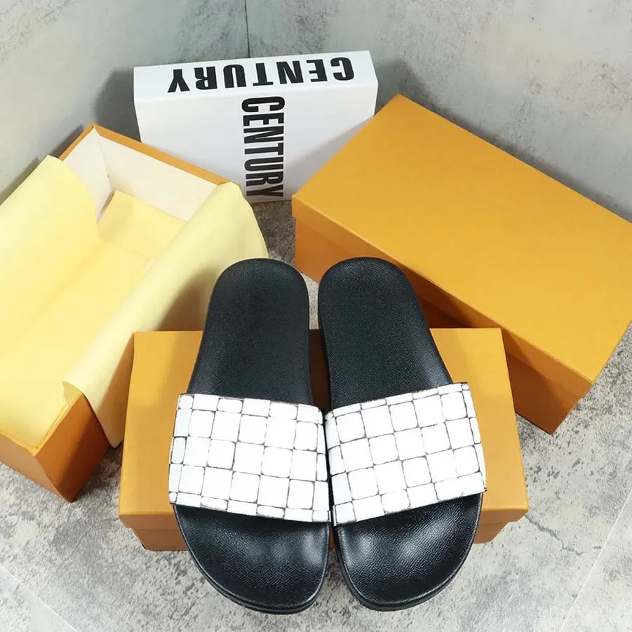 Designers Slides Womens Slippers Floral Slipper Leather Rubber Flats Sandals Summer Beach Shoes Loafers Gear Bottoms Slider