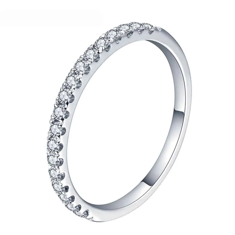 Cbtb Exquisite Round Half Circle Moissanite Sterling Silver 925 Ring Luxury Engagement Jewelry Wholesale