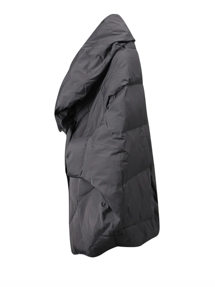 EAM Gray Big Size Keep Warm Down Jacket New Long Batwing Sleeve Warm Women Parkas Fashion Tide Autumn Winter 2026 CPG4506