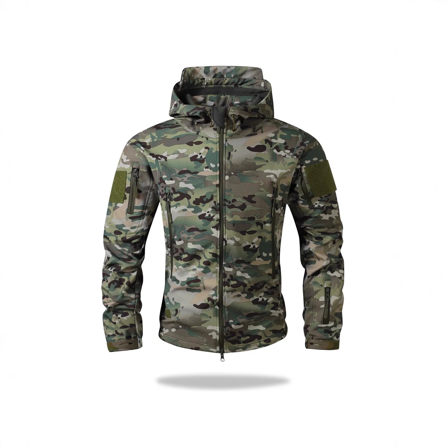Tactical Camouflage Fleece Lined Soft Shell Jacket Men's Waterproof Warm Coat British Style Hooded Polyester Fiber Winter Youth