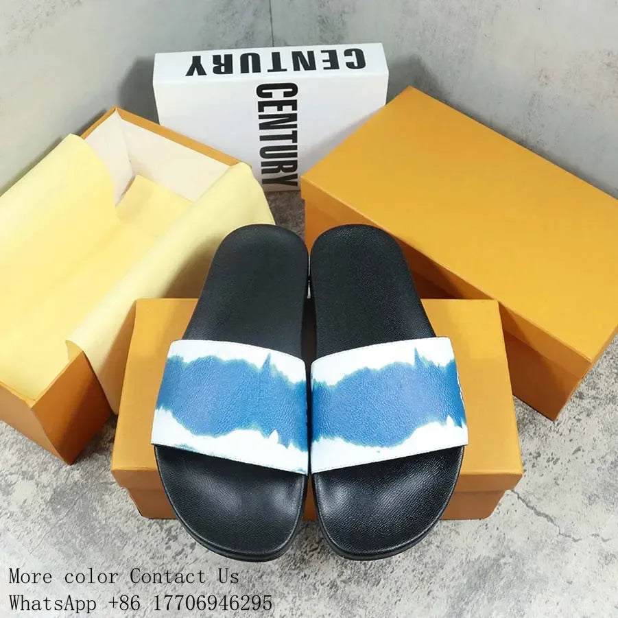 Designers Slides Womens Slippers Floral Slipper Leather Rubber Flats Sandals Summer Beach Shoes Loafers Gear Bottoms Slider