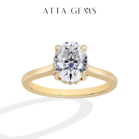 ATTAGEMS Oval Cut 9*7mm 2.0CT DVVS1 Moissanite Rings Women S925 Sterling Silver Wedding Engagement Ring Fine Jewelry Certificate