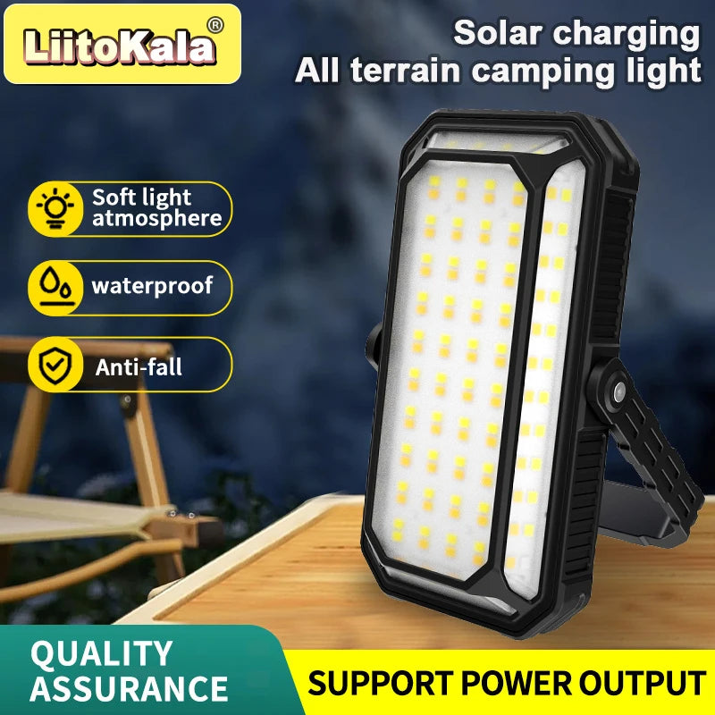 LiitoKala High Power COB Solar Camping Light 1200LM 4 Modes IPX4 Waterproof 10000mAh Rechargeable Outdoor Lamp