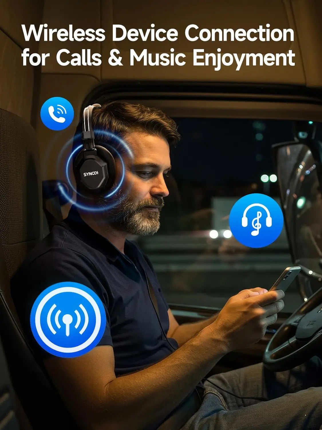 SYNCO XTALK XMAX2 Wireless Intercom Headset System 2 Person Dual Ear Communication Headsets 500m/1640ft with Noise Reduction