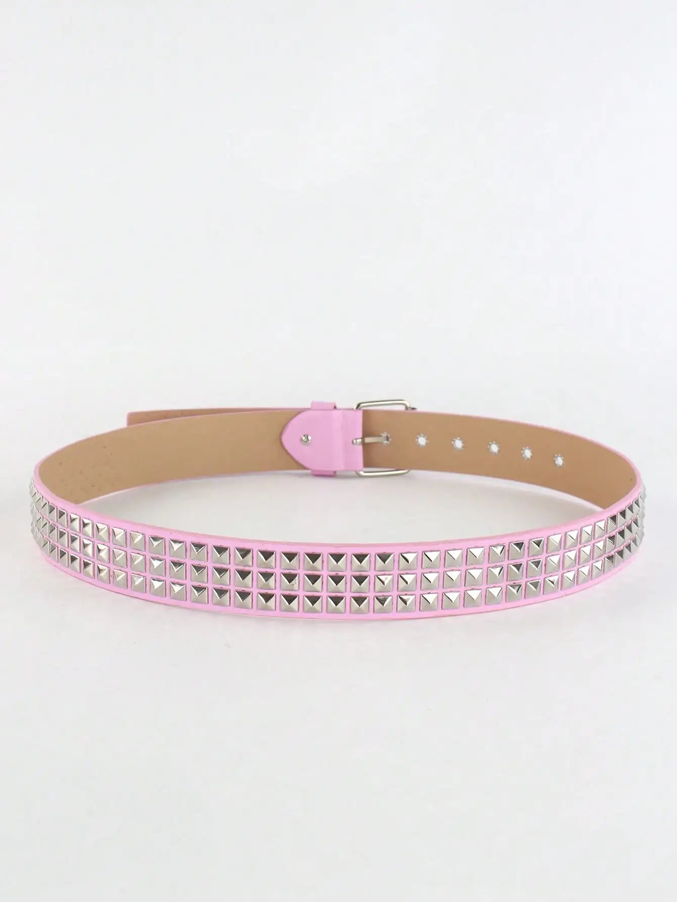 Solid Color Punk Rhinestone Studded Leather Belt, Suitable For Teens, Casual Outdoor, Athletic, Vacations, Graduation Gifts, Birthday, Daily Wear