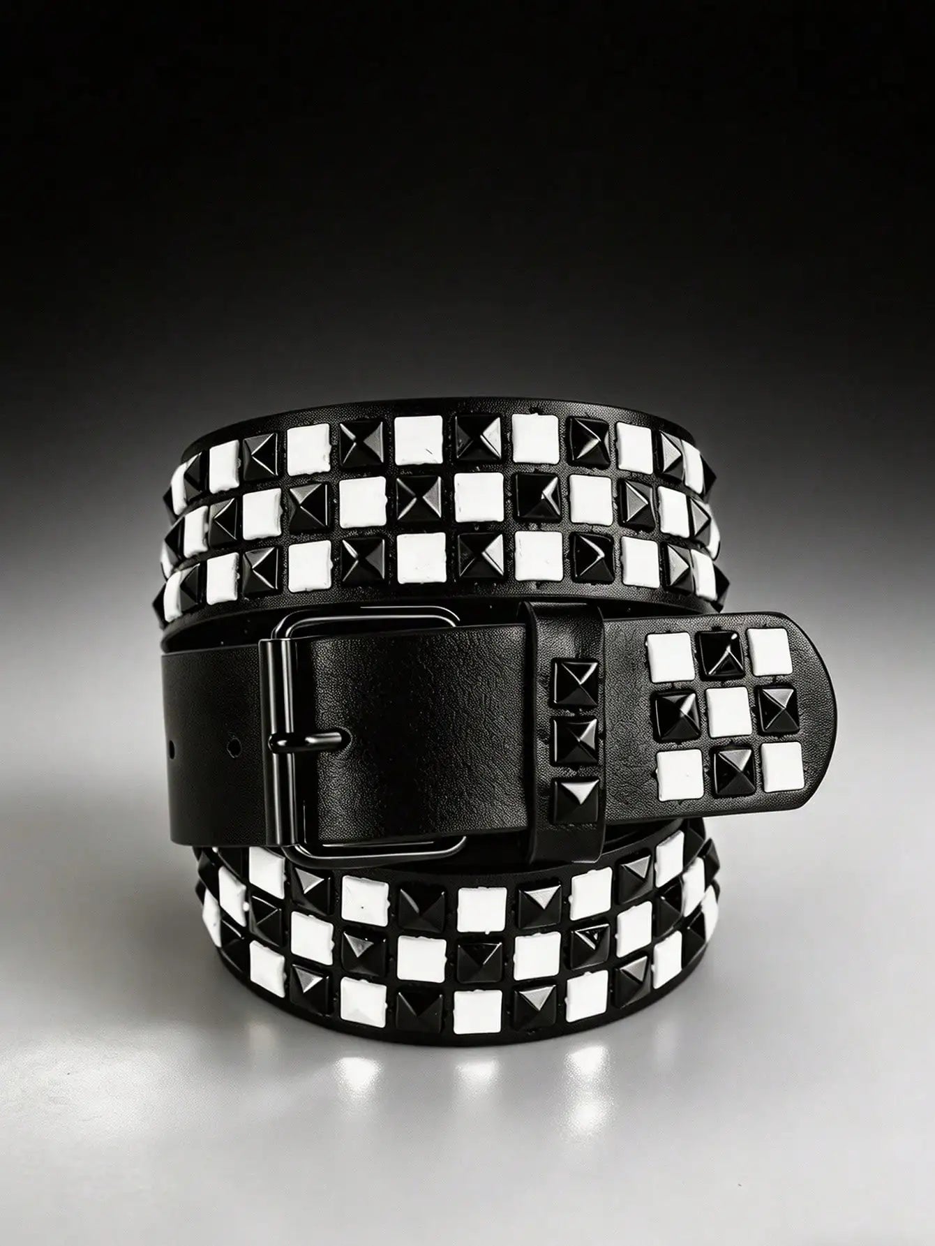 Solid Color Punk Rhinestone Studded Leather Belt, Suitable For Teens, Casual Outdoor, Athletic, Vacations, Graduation Gifts, Birthday, Daily Wear