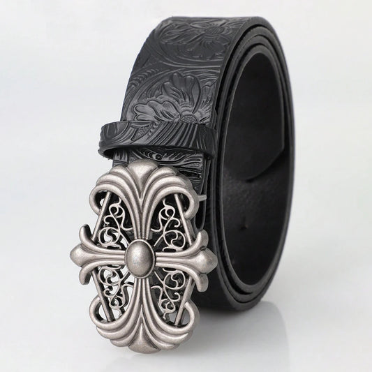 Retro Men's Belt Bohemian Style-Chic Black PU Leather Belt Fashion Vintage 2026 Buckle Belt Punk Rock Y2K Style，For Men Women