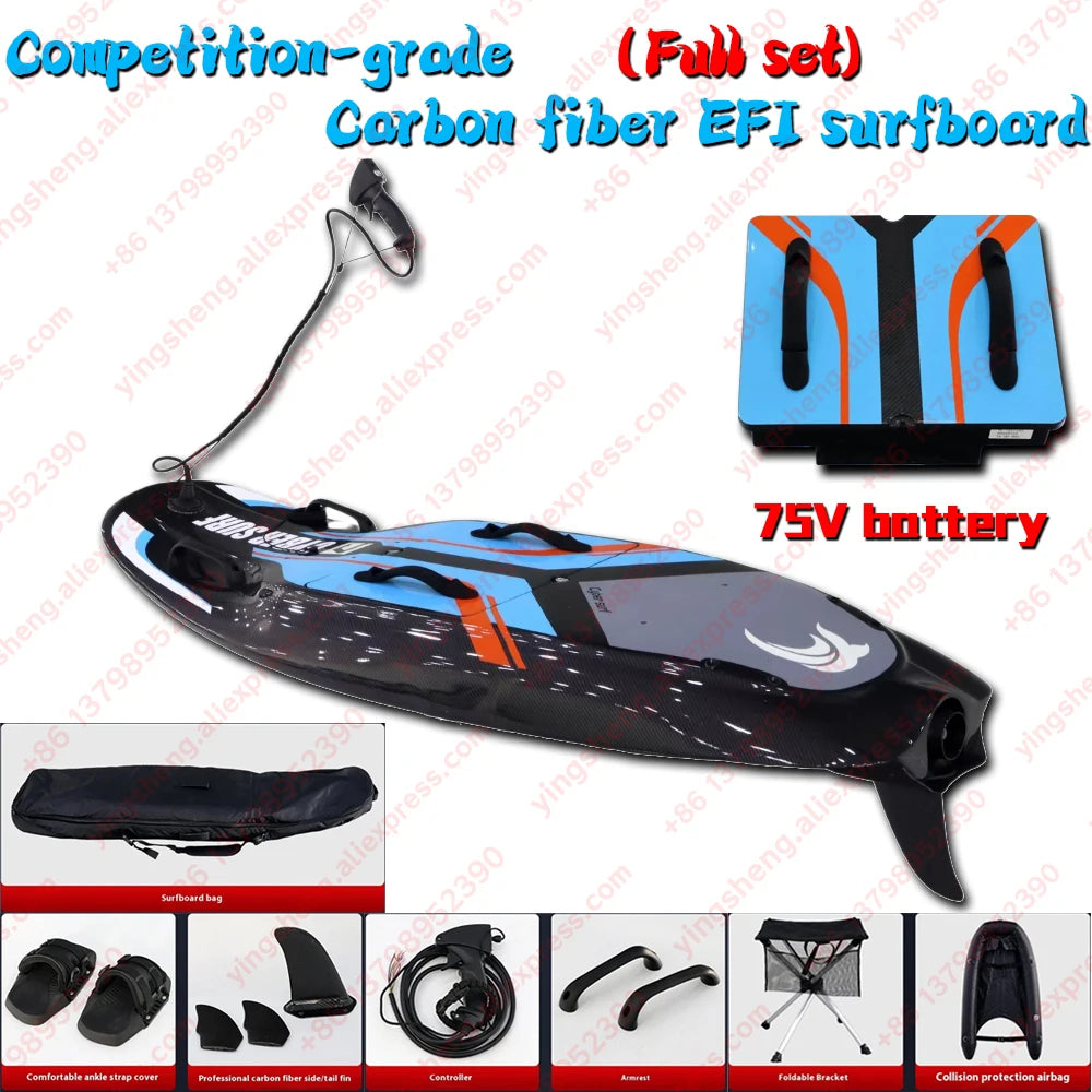 Carbon Fibre Powered Water Float Board Electric Surfboard Special Skateboard Electric Surfboard 15 KW Professional Carbon Fibre