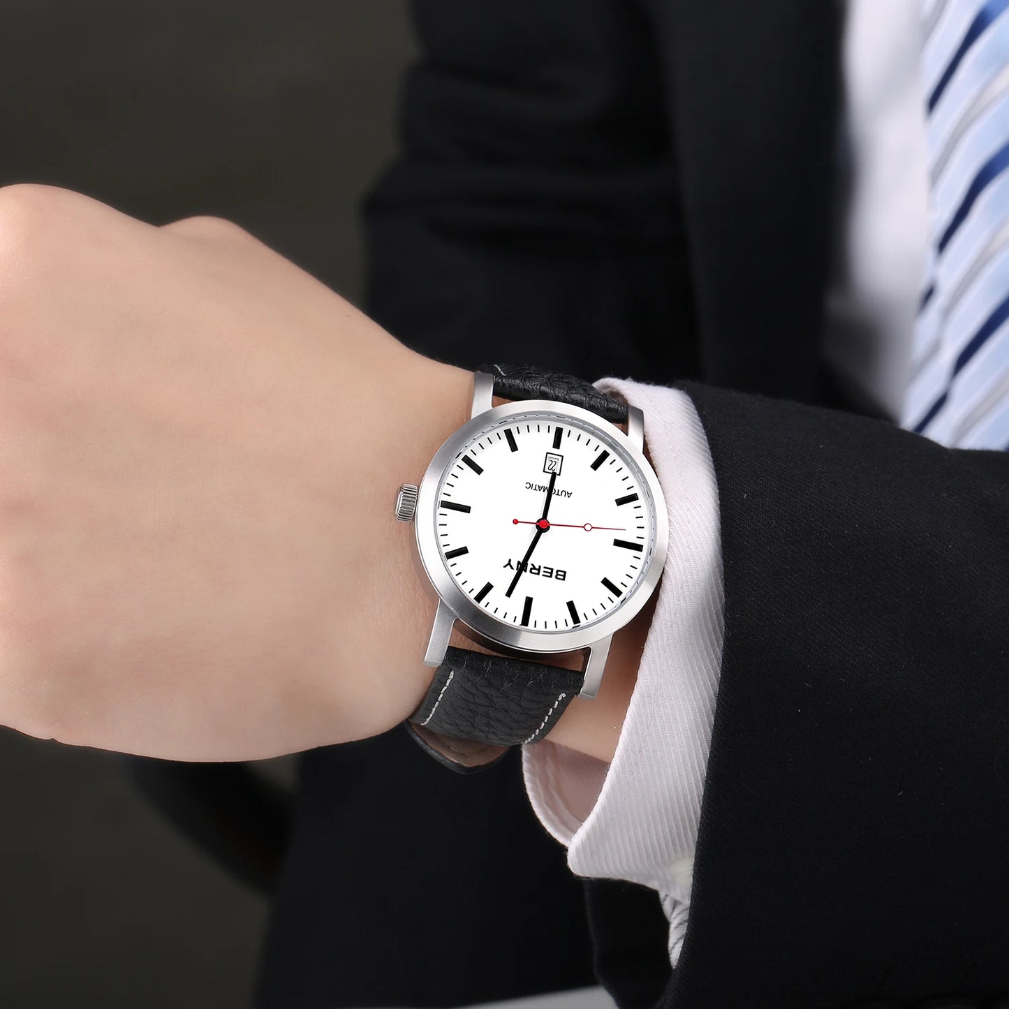 BERNY Watch for Men Mechanical Automatic Watches  Luxury Brand Male Clock Water Resistant Swiss Trackway Men's Wristwatch