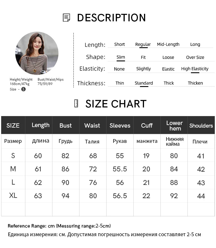 VIMLY Tops Woman 2026 Spring Fall Slash Neck Long Sleeve Ladies T-shirts Casual Knitted Slim Fit Strecth Female Tees A3039