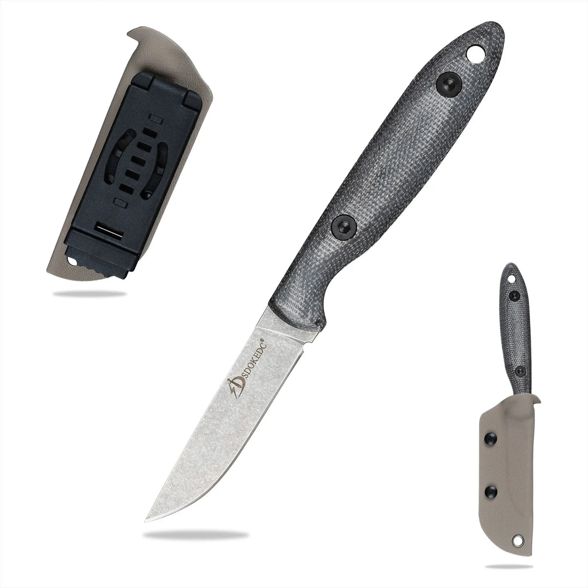 High Hardness SDOKEDC DC53 Steel Multifunctional EDC Cutter, Wear Resistant Micarta Handle for Outdoor Camping Fishing Travel