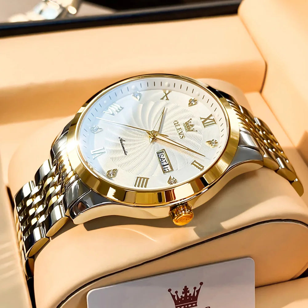 OLEVS Men Mechanical Watch Top Brand Luxury Automatic Watch Sport Stainless Steel Waterproof Watch Men relogio masculino
