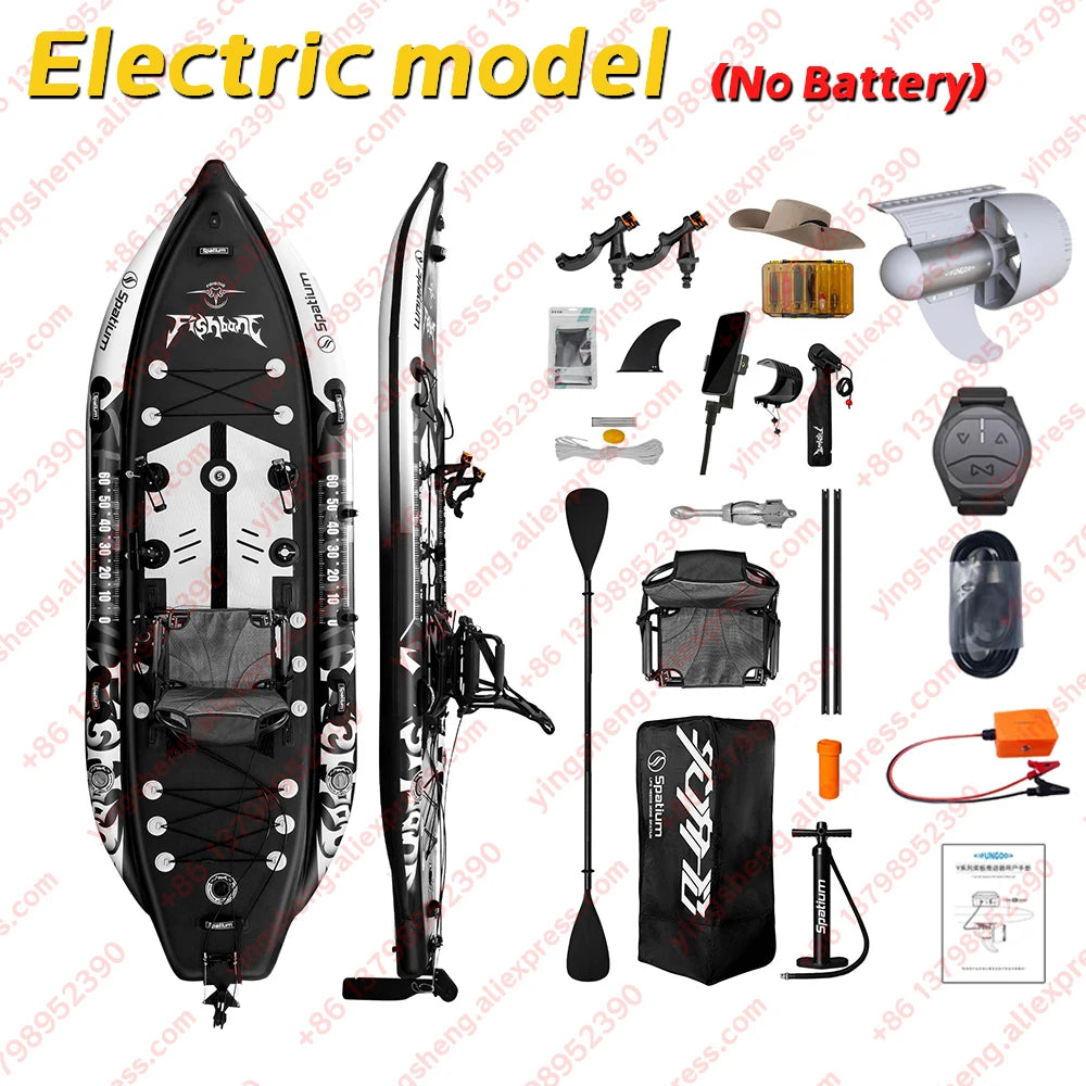 New Pedal Drive Fishing Boat Canoe/Kayak with Seat and Steering System Inflatable Kayak Easy To Carry and Install Single Person