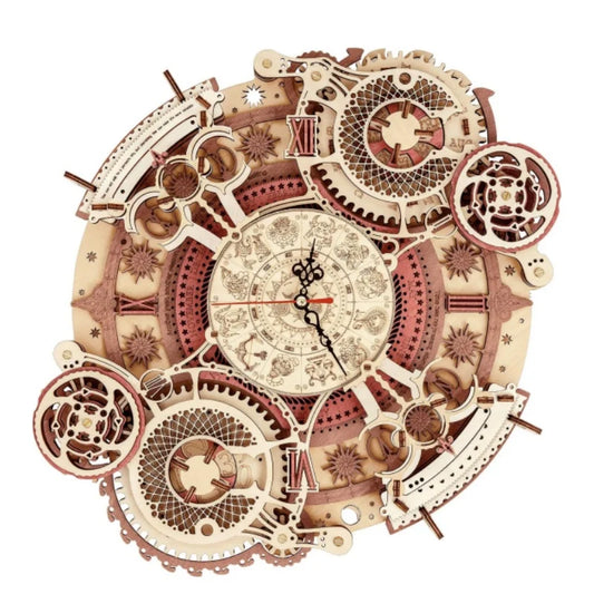 Robotime Wall Clock 3D Wooden Puzzle Wooden Set Mechanical Building Kits Wooden Puzzle Game Children
