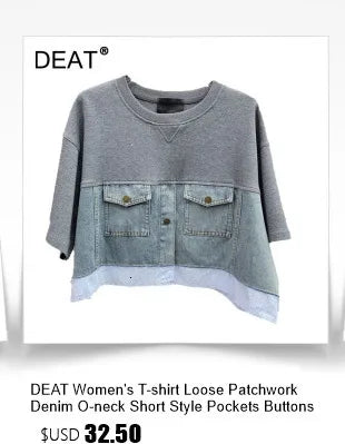 DEAT Women's T-shirt Loose Patchwork Color Blocking O-neck Tie Dye Do Old Long Sleeve Tees Summer 2026 New Fashion 29A7298