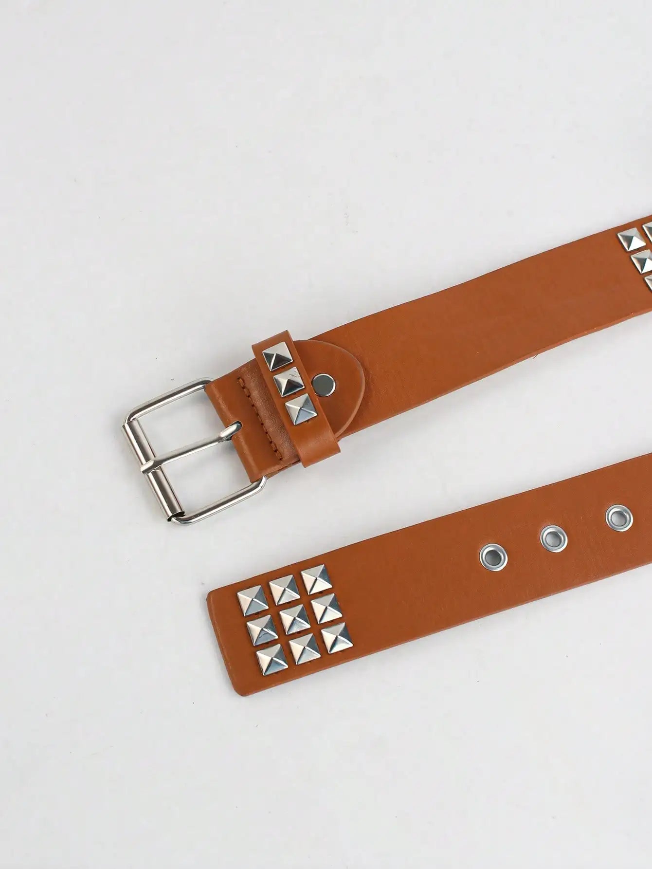 Solid Color Punk Rhinestone Studded Leather Belt, Suitable For Teens, Casual Outdoor, Athletic, Vacations, Graduation Gifts, Birthday, Daily Wear