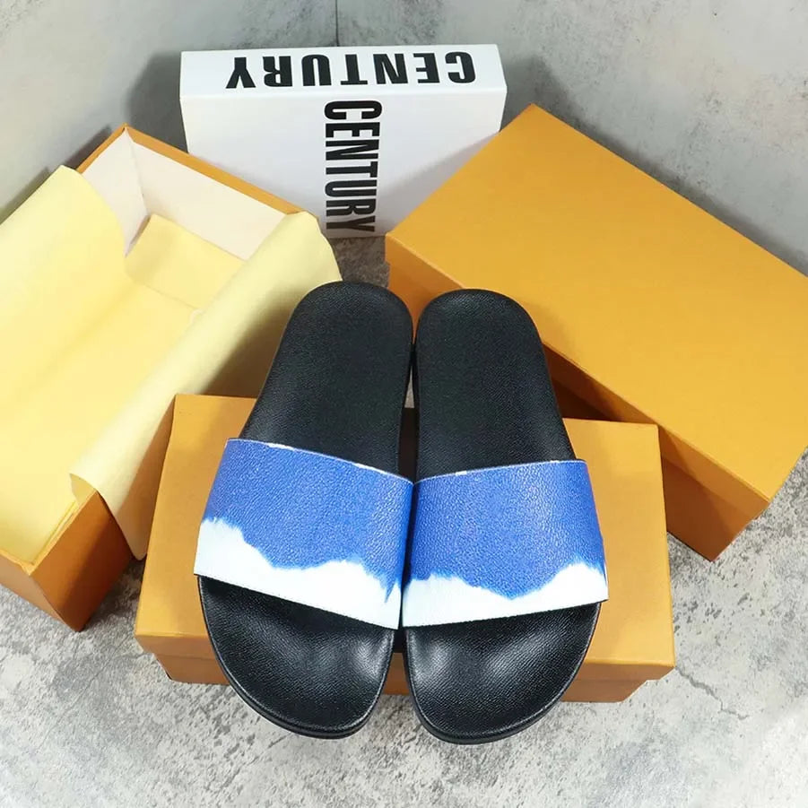 Designers Slides Womens Slippers Floral Slipper Leather Rubber Flats Sandals Summer Beach Shoes Loafers Gear Bottoms Slider