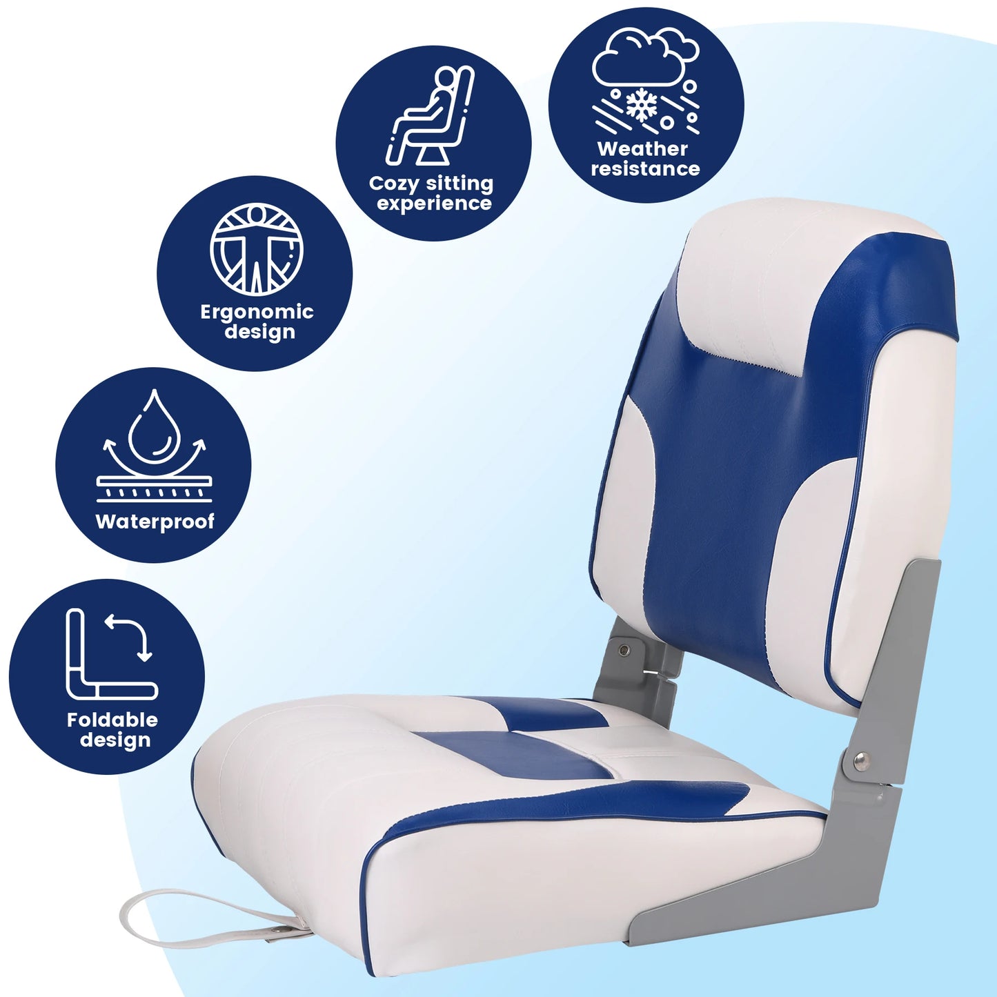2 Pack Boat Seats Low Back,Boat Seats Stainless Steel Screws Included,Fold-Down Fishing Boat Chair with Thickened Sponge Padding