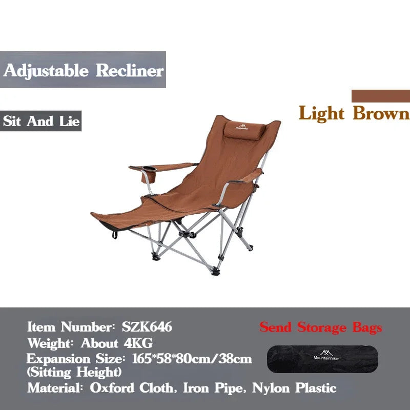 MOUNTAINHIKER Outdoor 4-speed Adjust Folding Lounge Chair Camping Portable Ultra Light Fishing Chair Director Art Student Chair