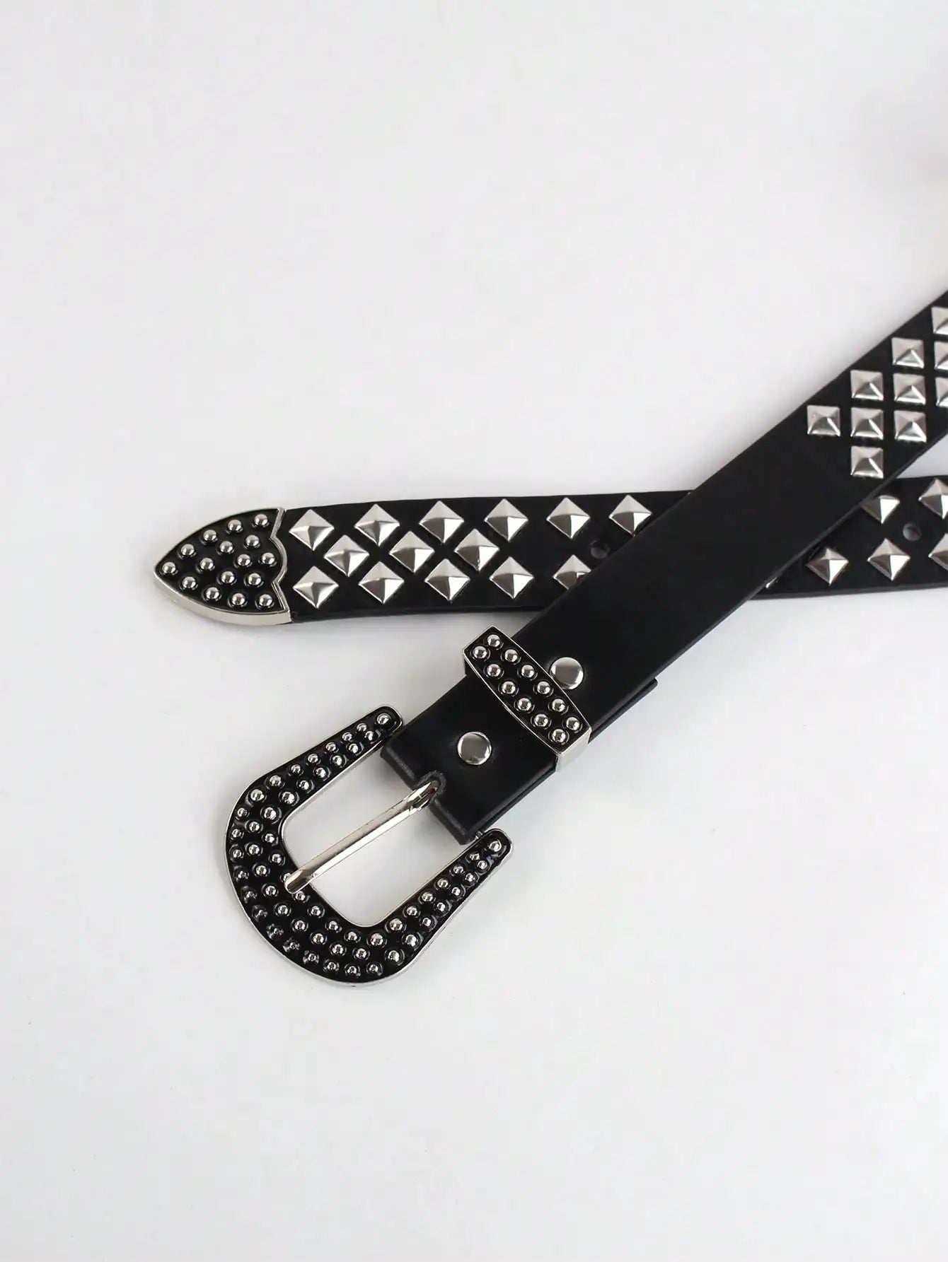 Solid Color Punk Rhinestone Studded Leather Belt, Suitable For Teens, Casual Outdoor, Athletic, Vacations, Graduation Gifts, Birthday, Daily Wear