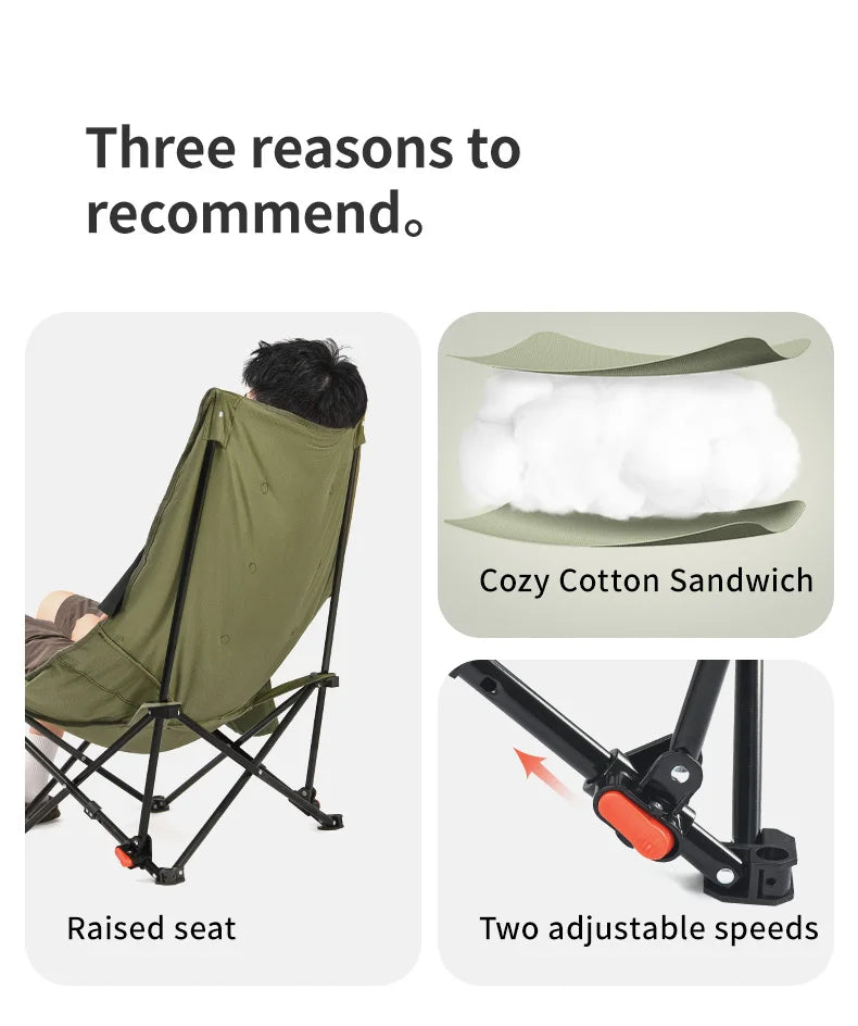 Naturehike High Back Moon Chair Camping Outdoor Fishing Folding Adjustable Lounge Chair Portable Picnic Garden Leisure Seat