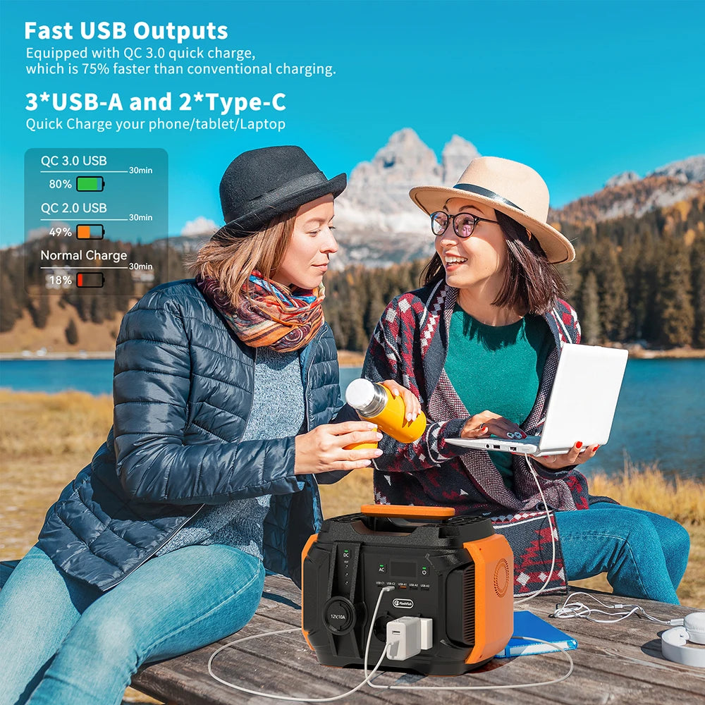 FF Flashfish A501 Portable Power Station 540Wh Lithium Batteries 500W Solar Generator 100W Solar Panel Complete Kit System Set
