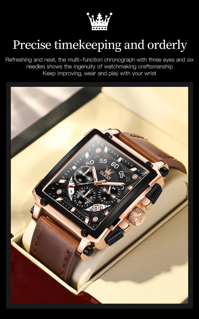 OLEVS Luxury Men Watch Waterproof Square Watch for Men Luminous Top Brand Quartz Wristwatch Fashion watch man luxury original