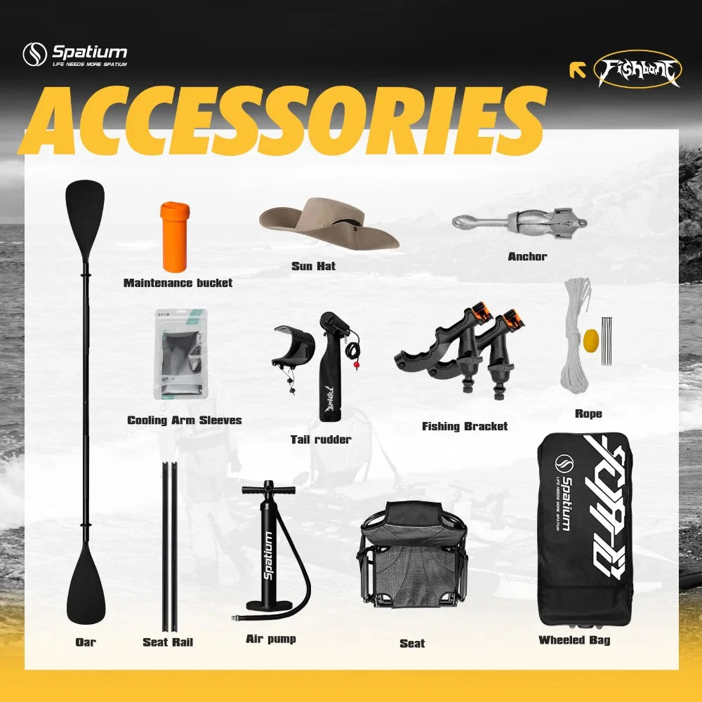 New Pedal Drive Fishing Boat Canoe/Kayak with Seat and Steering System Inflatable Kayak Easy To Carry and Install Single Person