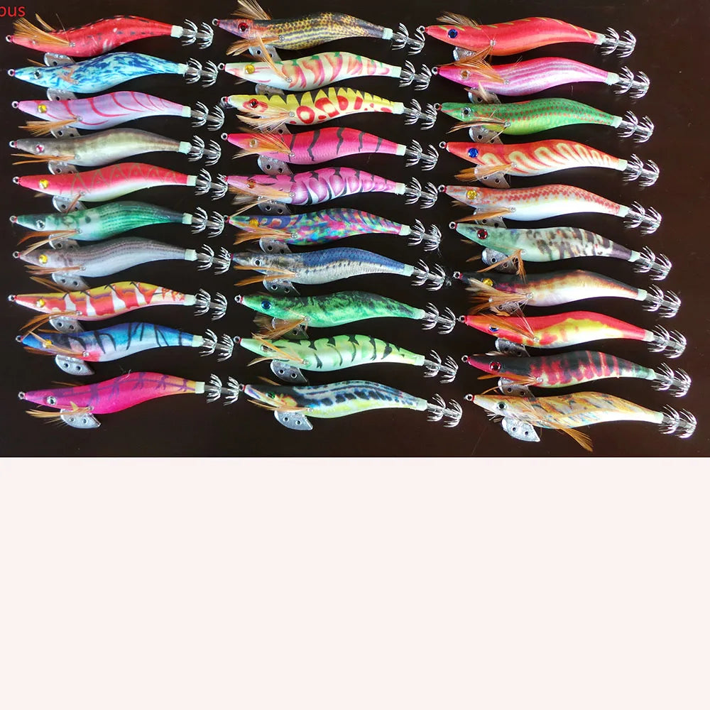 MR OCTOPUS 20pcs 2.5# squid jigs,squid hook ,fishing lure,WOOD SHRIMP 10cm.12g.  wholesale jigs, hard lure ,fish tackle