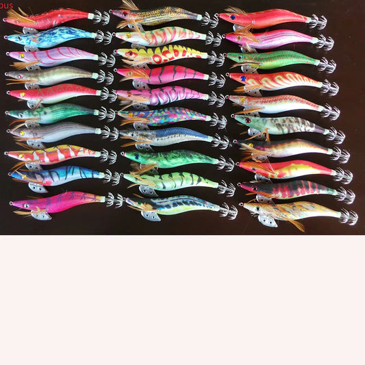 MR OCTOPUS 20pcs 2.5# squid jigs,squid hook ,fishing lure,WOOD SHRIMP 10cm.12g.  wholesale jigs, hard lure ,fish tackle