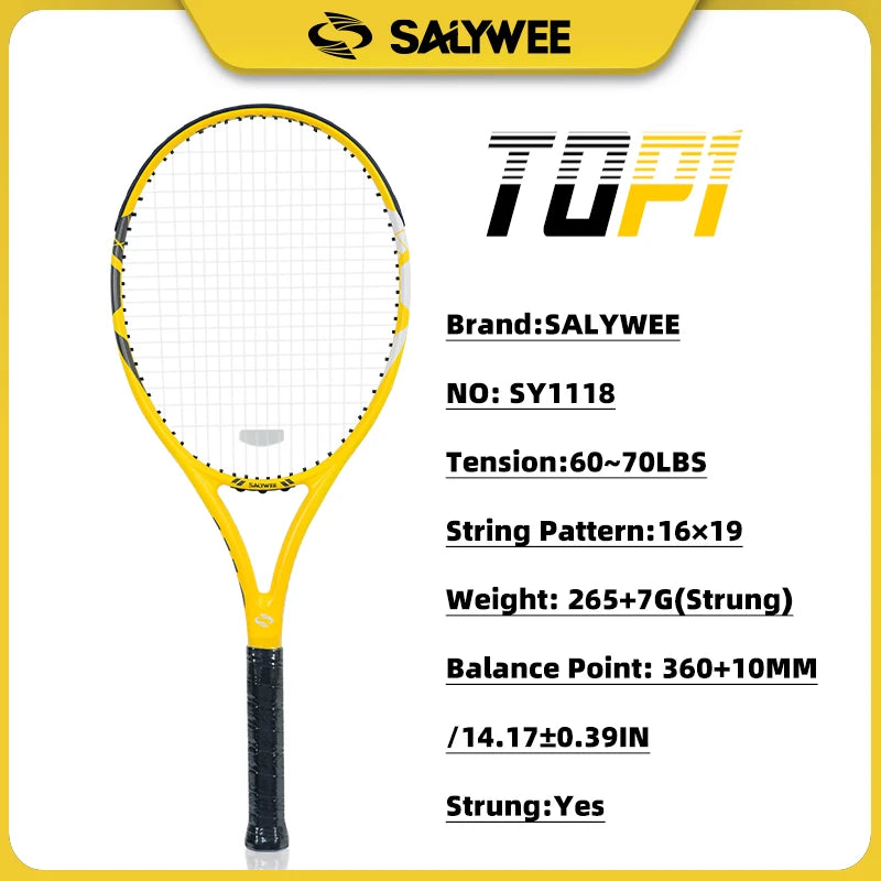 BaboBee SY1118, 100% Full Carbon Fiber Tennis Racket 60lbs Pre-Strung, Aerospace-Grade Frame 275g Lightweight with Free Overgrip