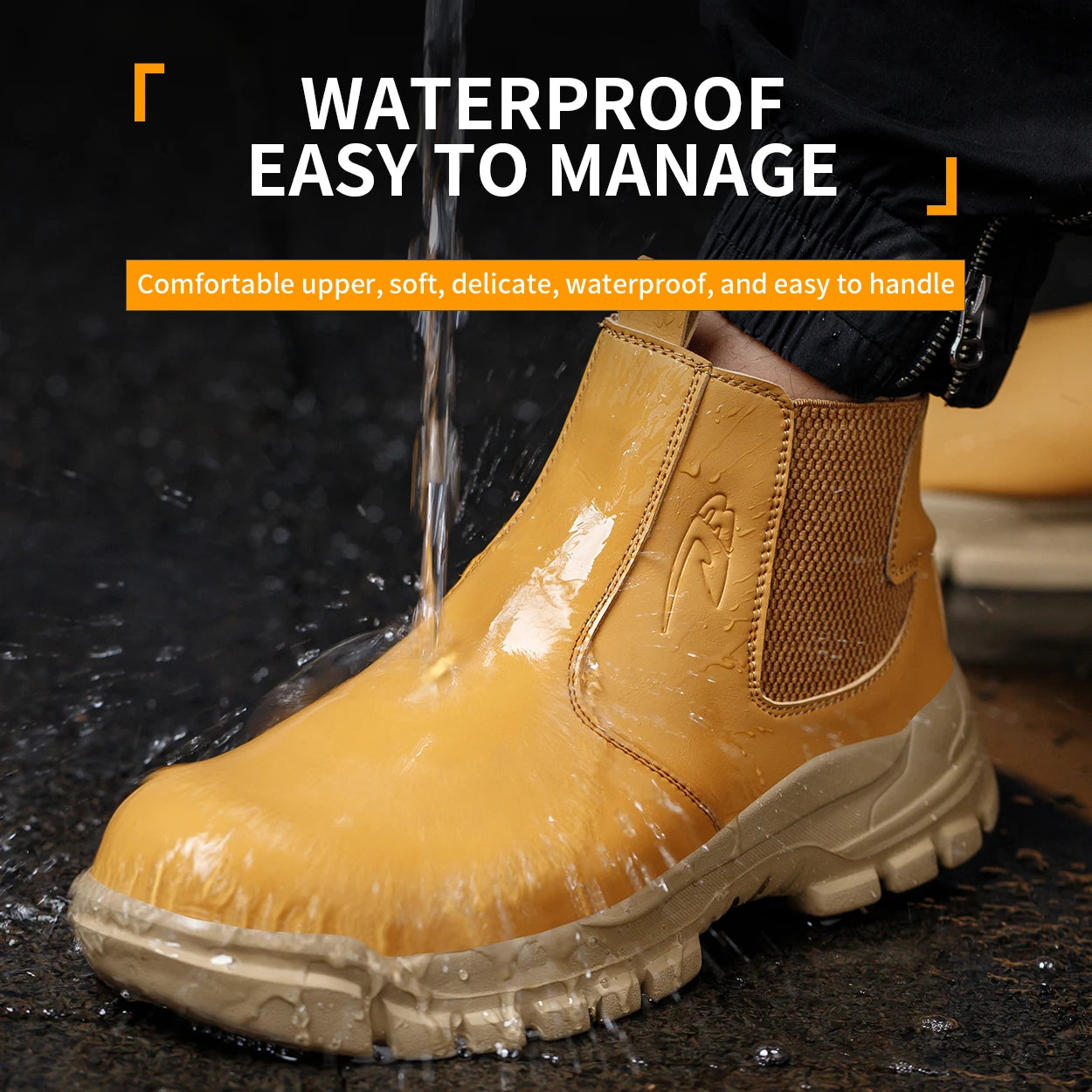Waterproof Men's Safety Work Boots Steel Toe Shoes Anti Impact And Anti-Puncture Outdoor Adventure Hiking Protective Boots