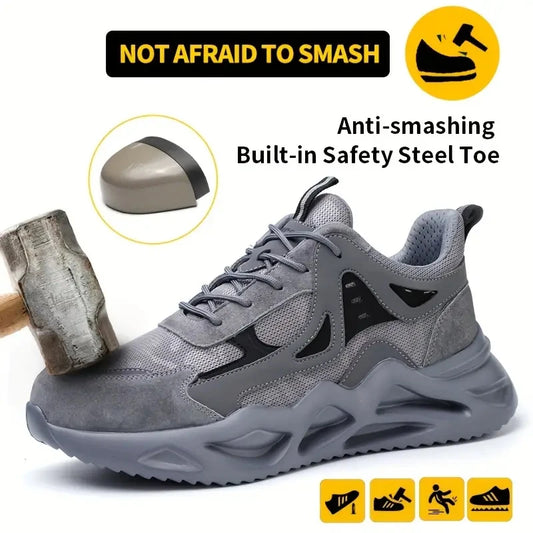 Men's Comfortable Soft-Soled Smash and Puncture Resistant Work Shoes