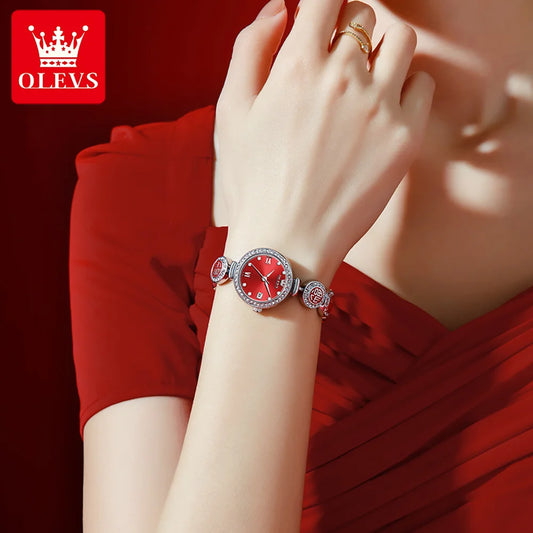 OLEVS 5630 Women Watch Luxury Brand Diamond Watch Date Waterproof Clock Quartz Watch Exclusive Blessing Bracelet Women Watch