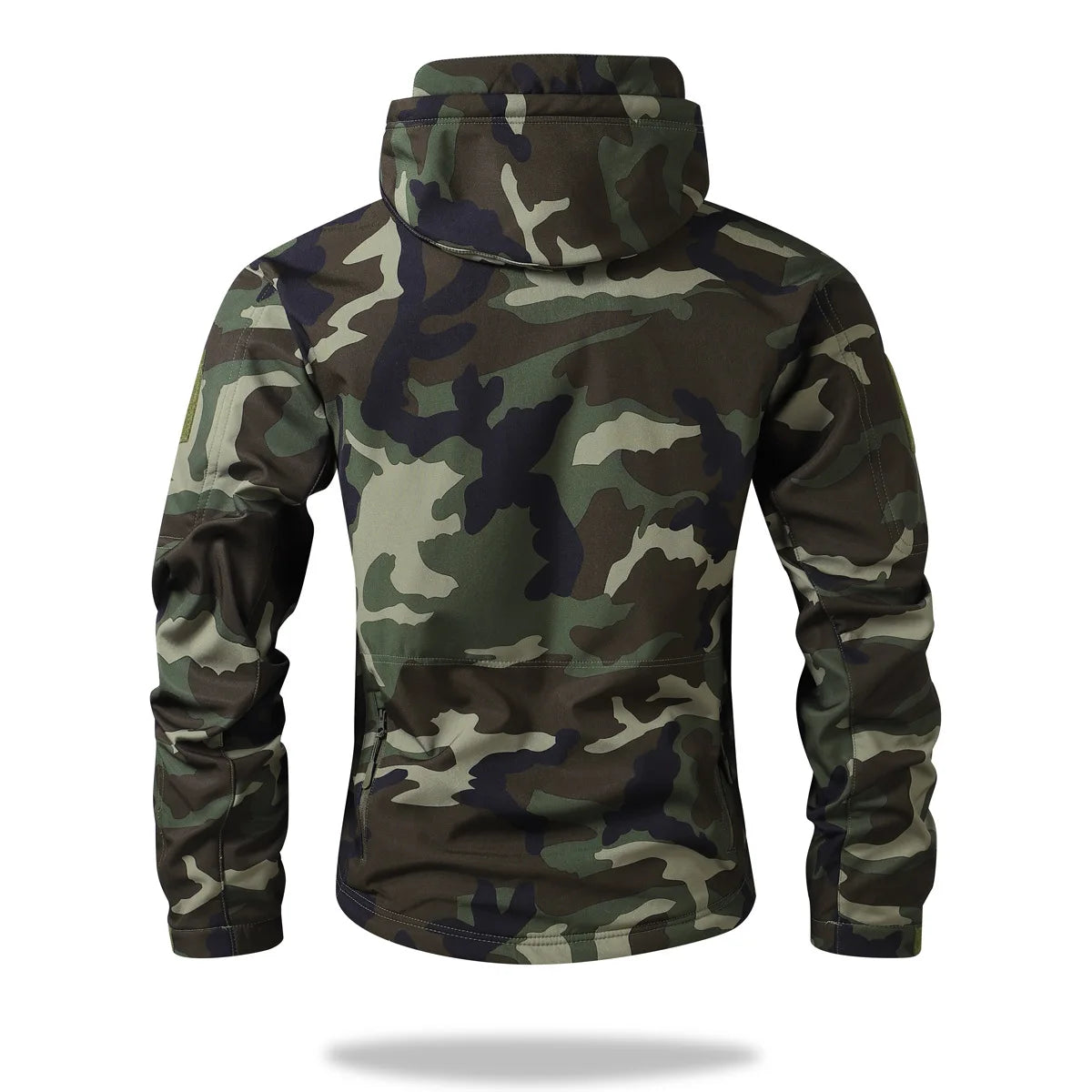 Tactical Camouflage Fleece Lined Soft Shell Jacket Men's Waterproof Warm Coat British Style Hooded Polyester Fiber Winter Youth