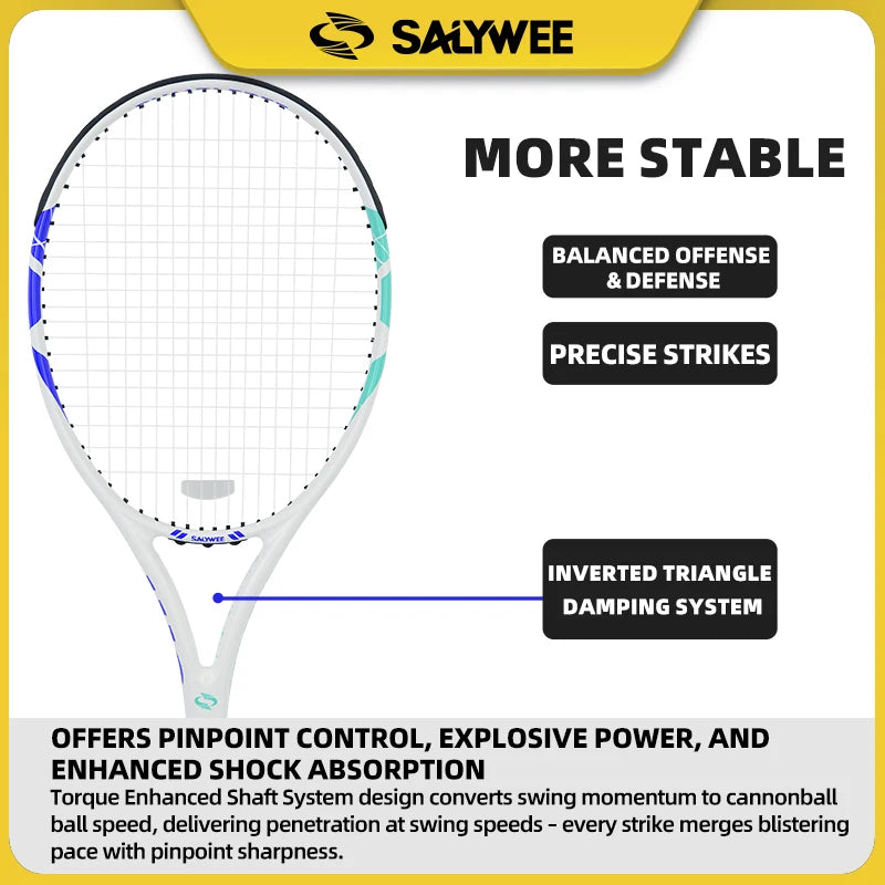 BaboBee SY1118, 100% Full Carbon Fiber Tennis Racket 60lbs Pre-Strung, Aerospace-Grade Frame 275g Lightweight with Free Overgrip