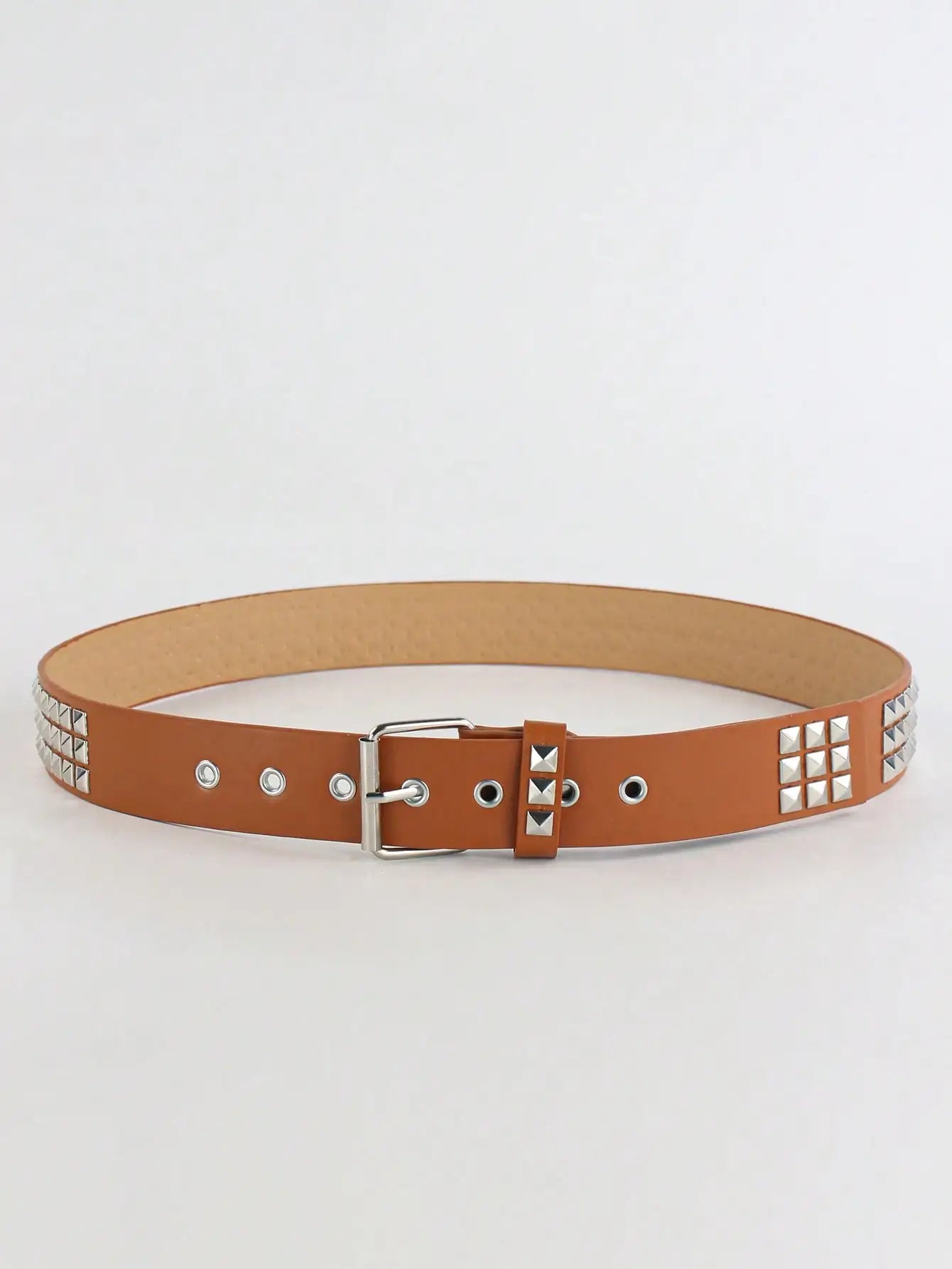 Solid Color Punk Rhinestone Studded Leather Belt, Suitable For Teens, Casual Outdoor, Athletic, Vacations, Graduation Gifts, Birthday, Daily Wear