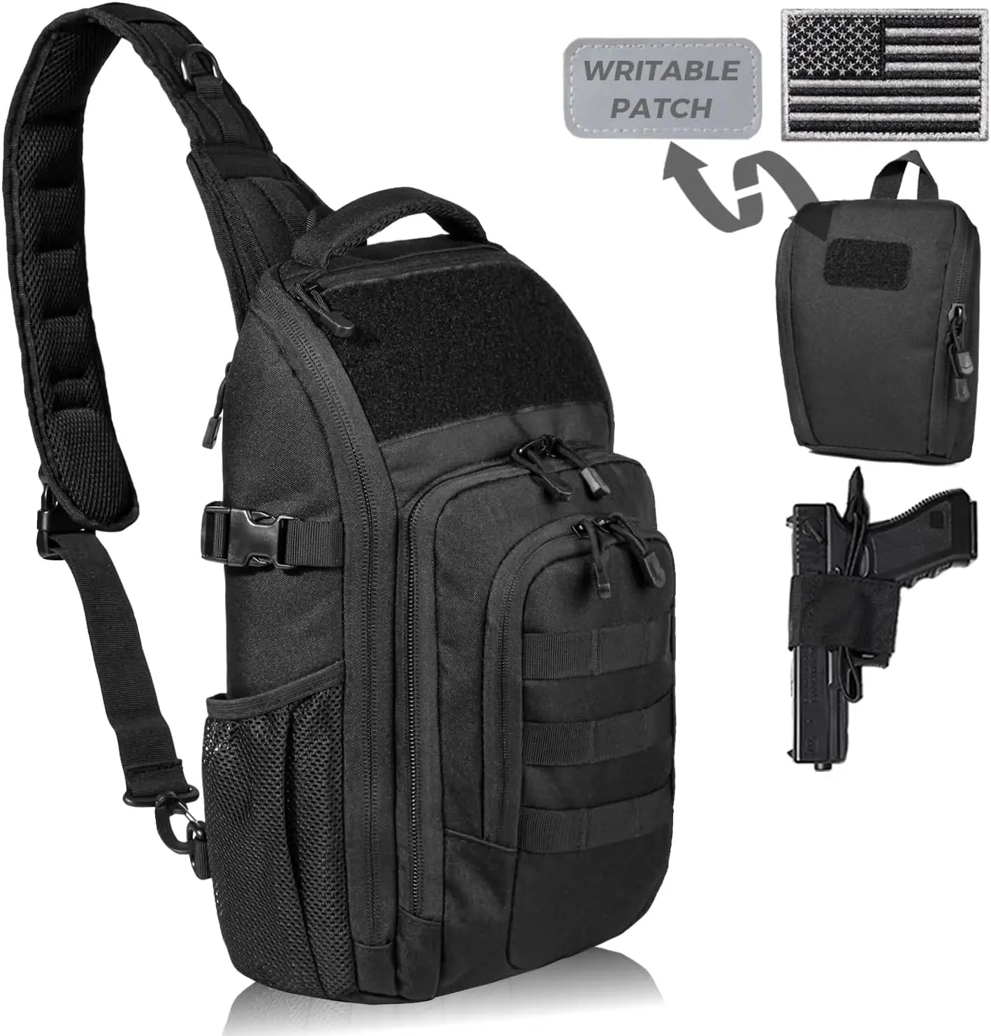 DBTAC 10L Tactical EDC Backpack | Military Shoulder Bag with Sling for Concealed Carry, Range, Travel, Hiking (Black)